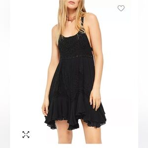Free People Embroidered Mini Dress, like new , Size Medium, Color Black